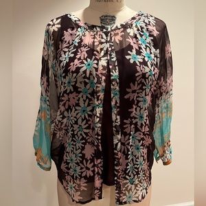 Elegant Diane von Fustenberg chiffon top with shell